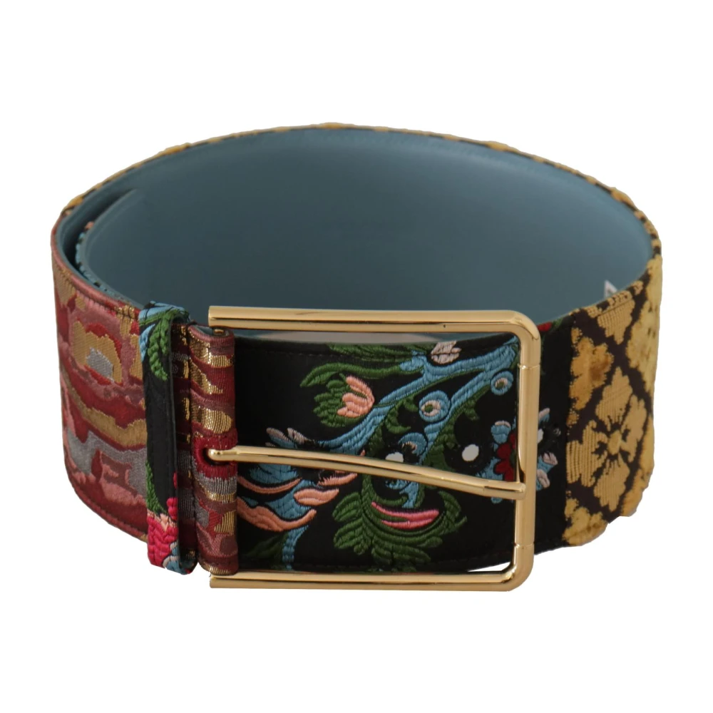 Dolce & Gabbana Women's Multicolor Engraved Logo Buckle Leather Belt