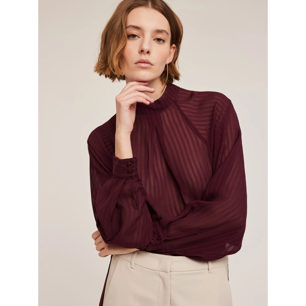 Motivi Gestreepte Devoré Blouse Red Dames