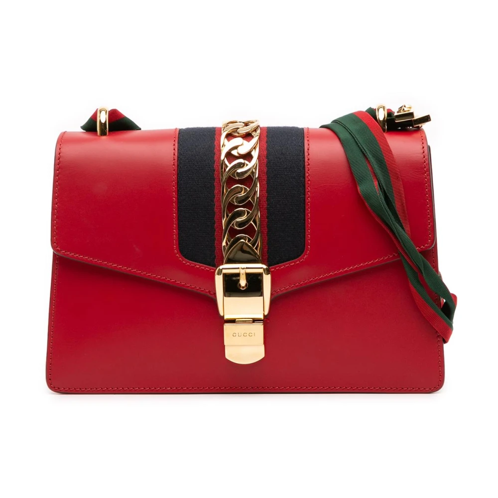Gucci Vintage Women's Red Pre-Owned Chain Strap Flap Bag