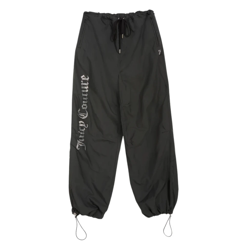 Juicy Couture Parachute Straight Leg Nylon Twill Broek Black Dames