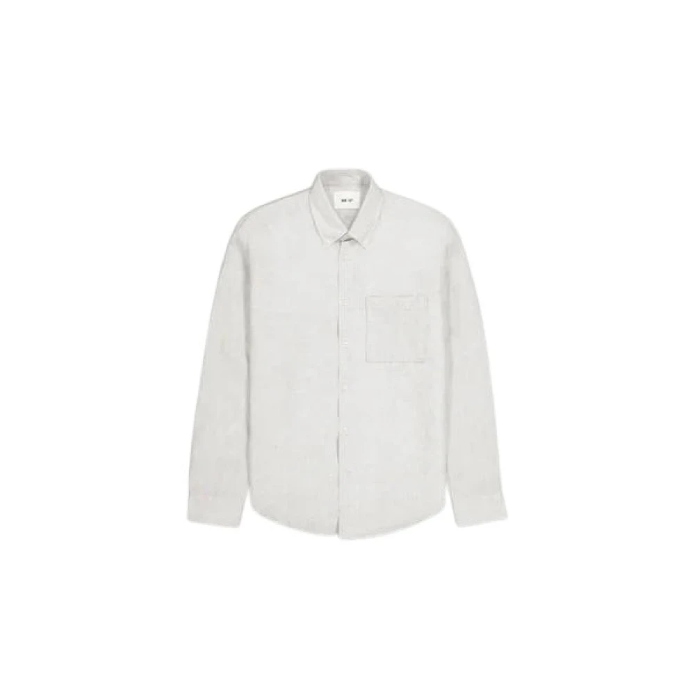 Nn07 Linnen Overshirt met Parelschelp White Heren