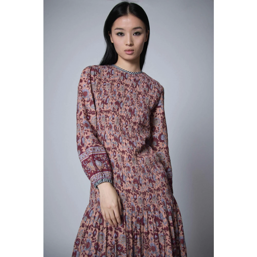Manoush Bohemian Bloemen Lange Mouw Jurk Multicolor Dames