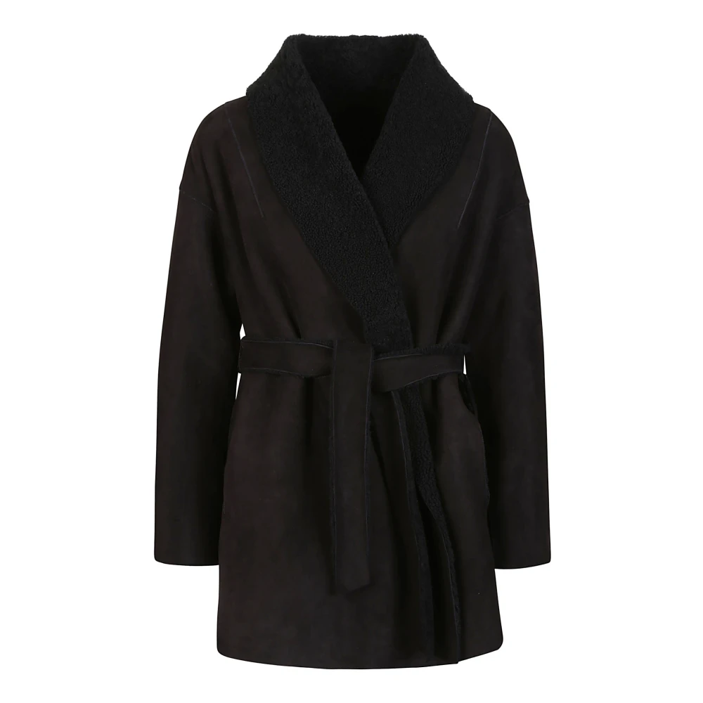 Salvatore Santoro Omkeerbare Zwarte Schapenvachtjas Black Dames