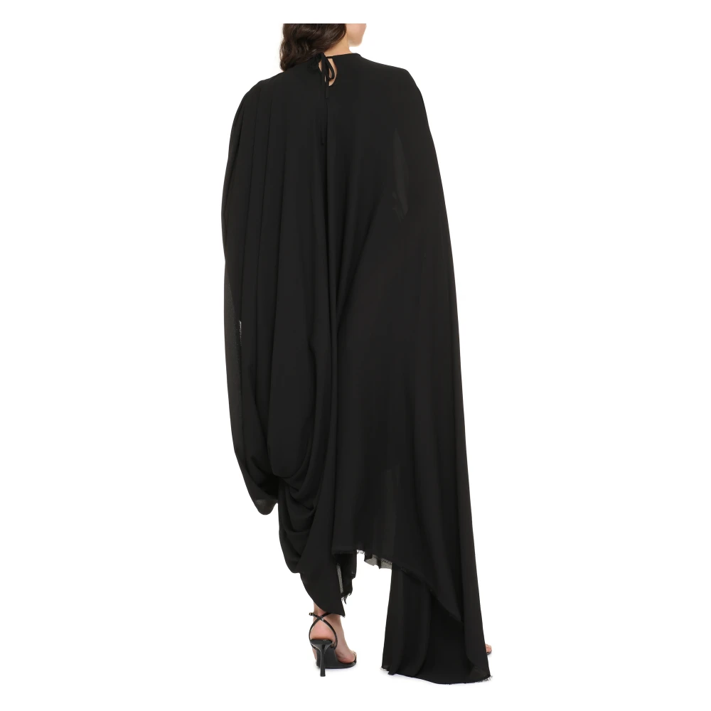 Balenciaga Elegante Crêpe Jurk met Vetersluiting Black Dames