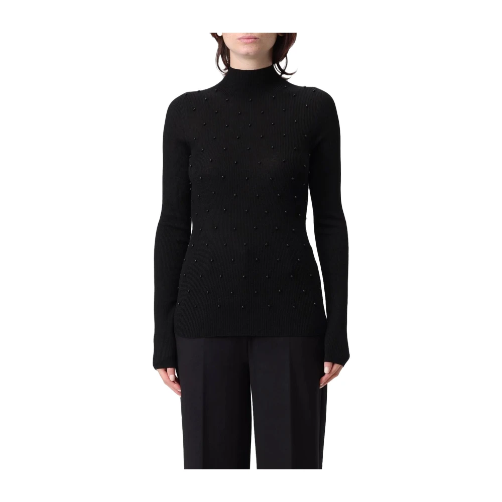 Liu Jo Kvinno Svart Stickade Tröjor Dam, L, Mock Turtleneck Sweater