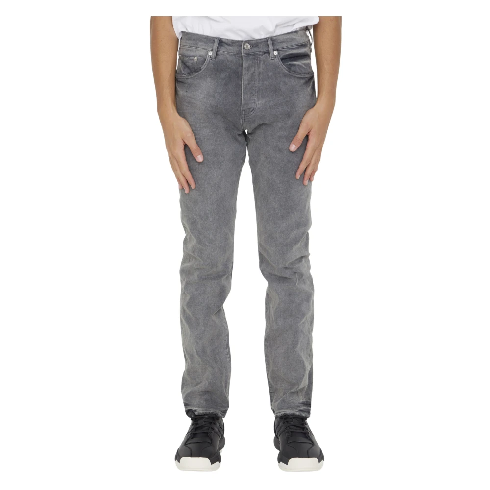 Purple Brand Slimme Grijze Denim Jeans met Gekreukeld Effect Gray Heren