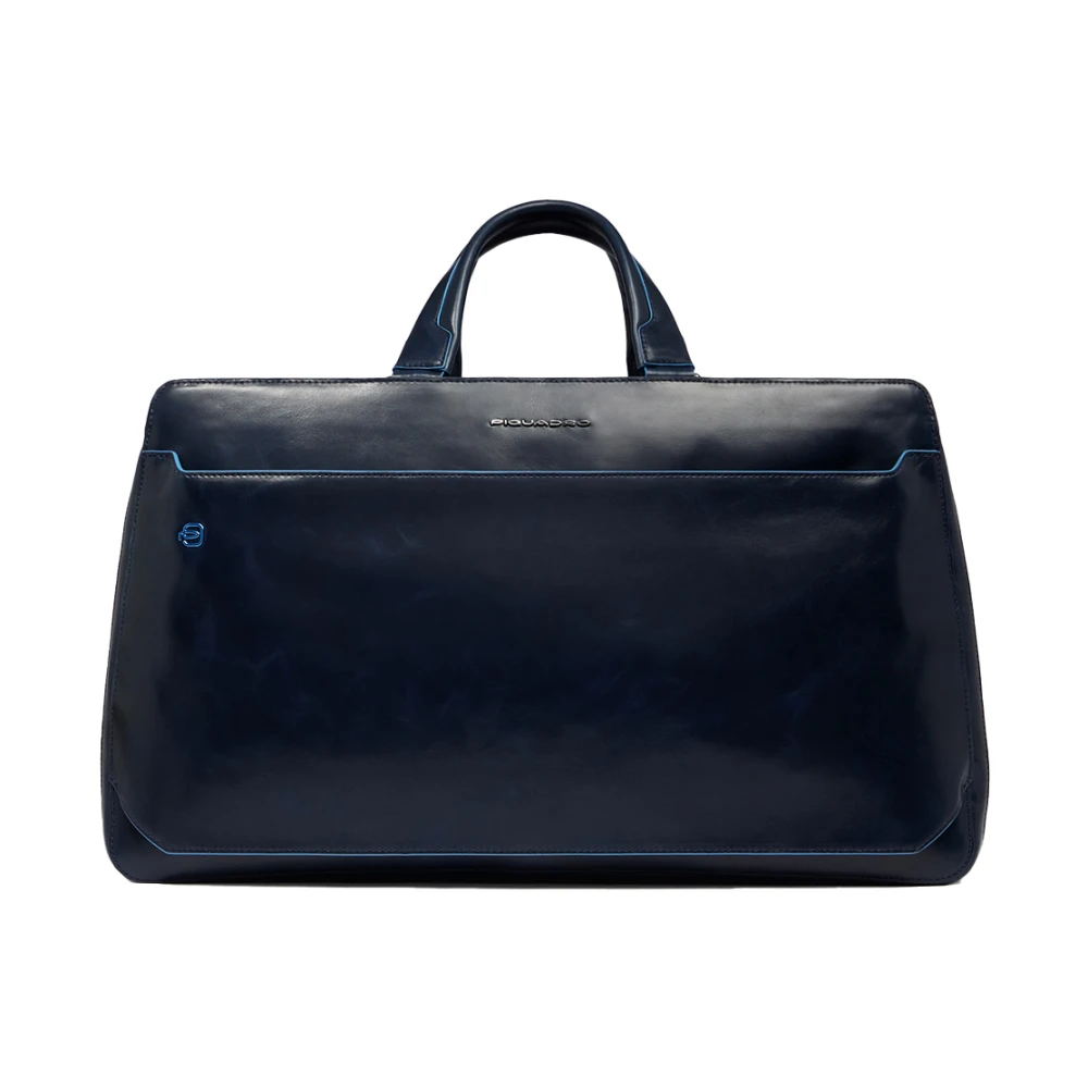 Piquadro Herr Blå Väskor One Size, Läder, Personlig Duffelväska För Laptop 14"