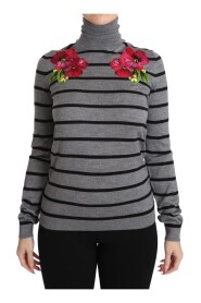 Gray Cashmere Silk Turtleneck Sweater