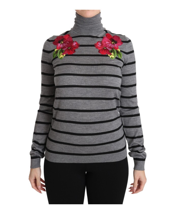 pull-a-col-roule-gris-brode-de-fleurs