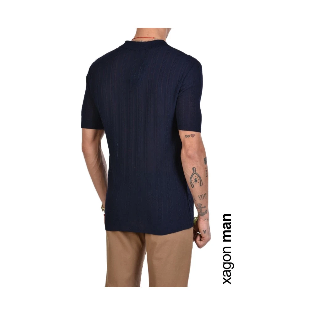 Xagon Man Polo Shirt met knoopsluiting Blue Heren