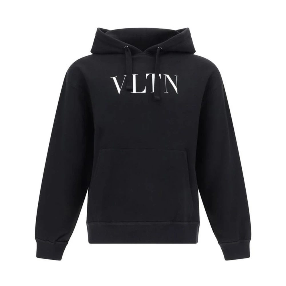 Valentino Verstelbare katoenen hoodie met kangoeroezak Black Heren