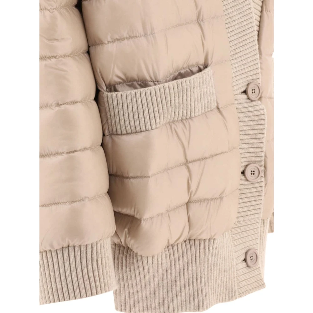 Herno Beige Cardigan Donsjas met Zakken Beige Dames