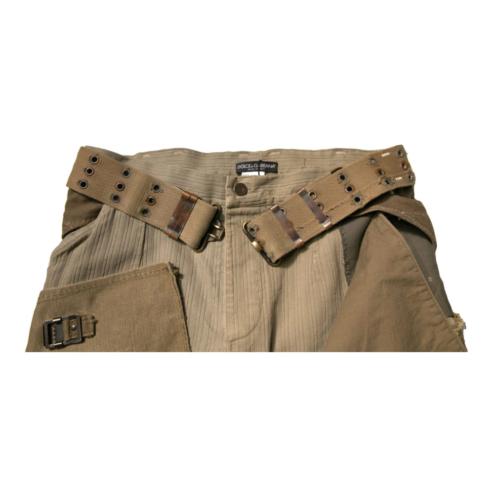 Dolce & Gabbana Vintage Patchwork Cargo Broek met Applicaties Beige Heren
