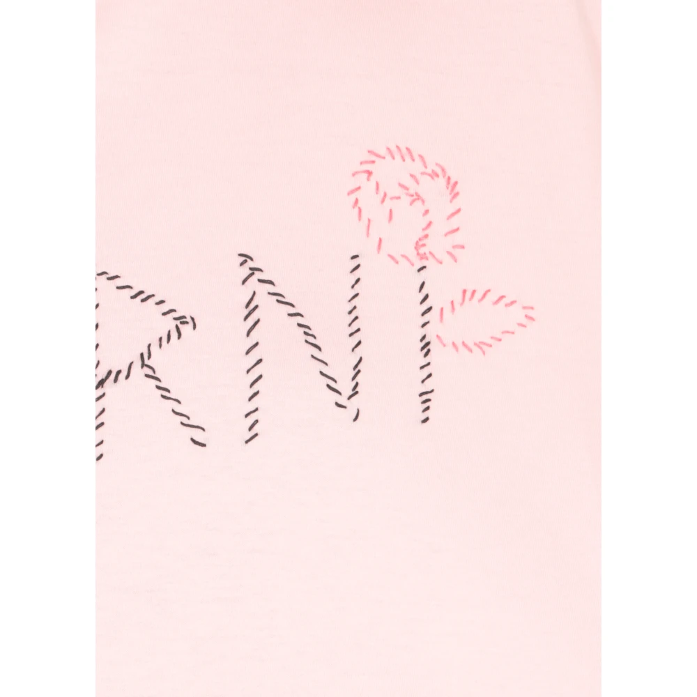 Marni Roze Katoenen Cropped T-shirt Pink Dames