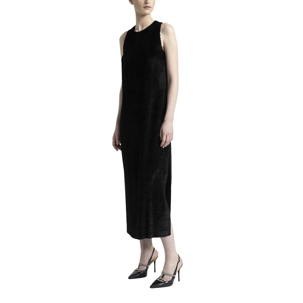 PESERICO Fluwelen mouwloze jurk Black Dames