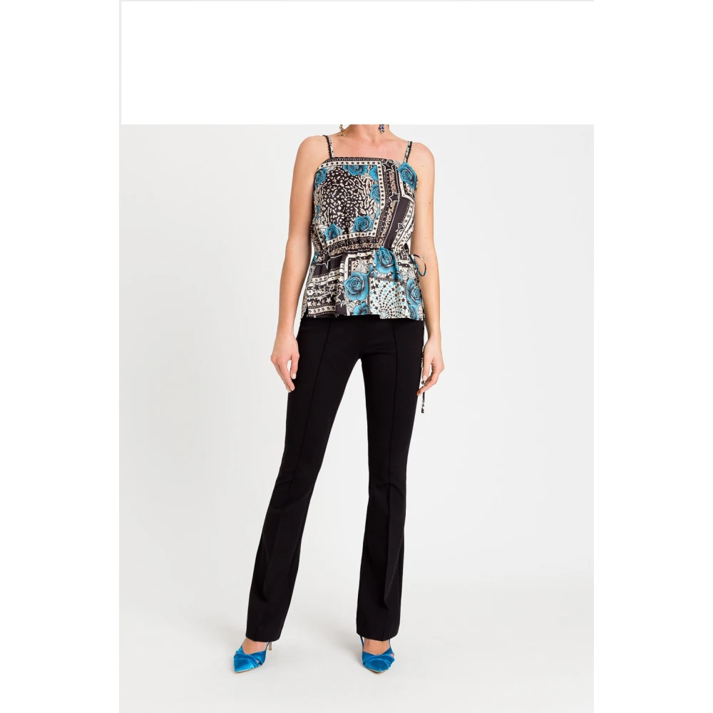 Twinset Hoge Taille Wijde Zwarte Broek Black Dames