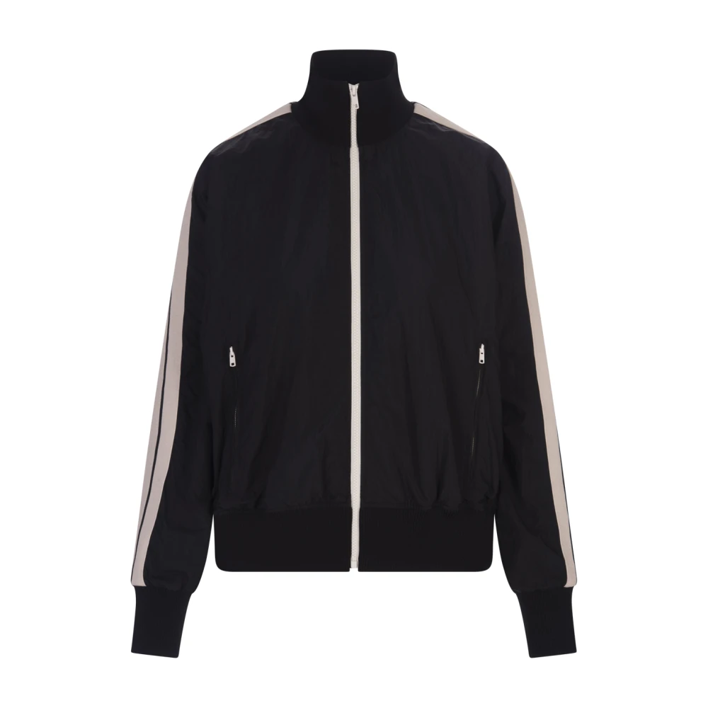 Palm Angels Zwarte nylon bomberjack met contrasterende strepen Black Dames