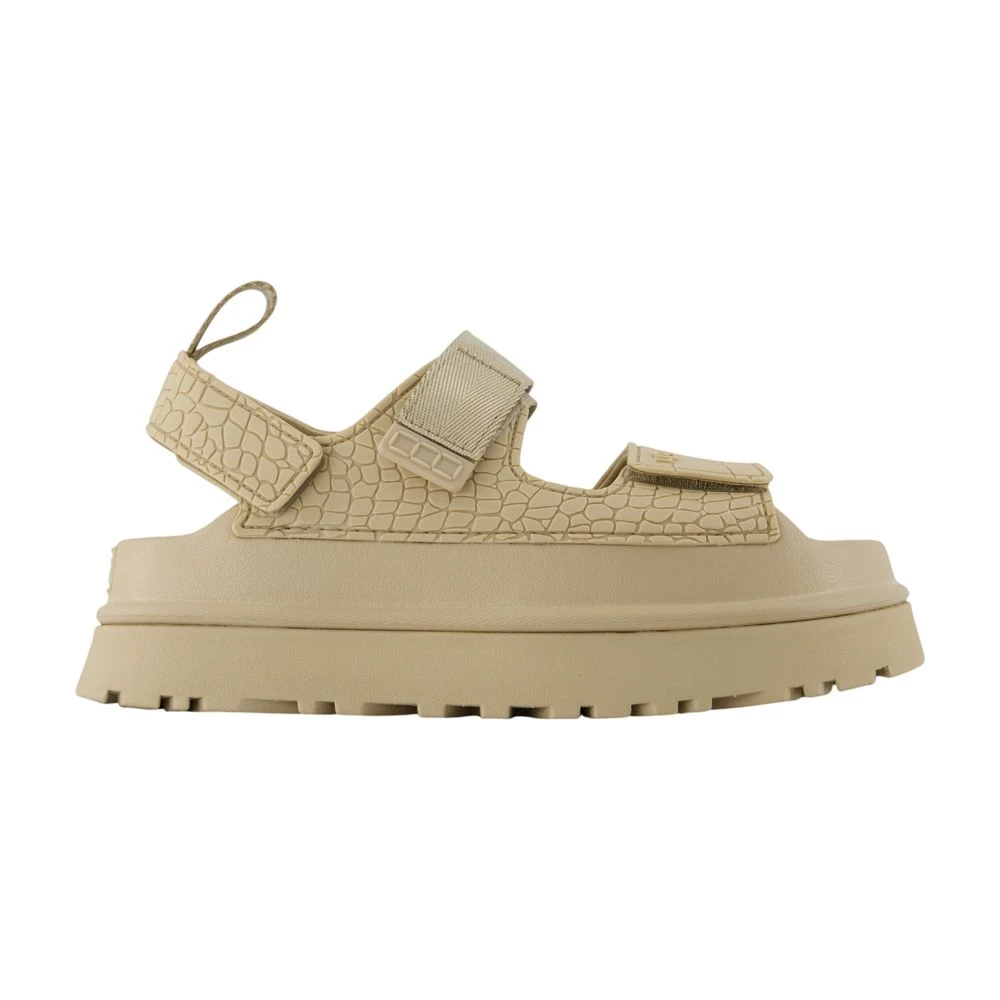 Ugg Women's Beige Flat Sandals, 7 Uk, Goldenglow Embossed Sandals