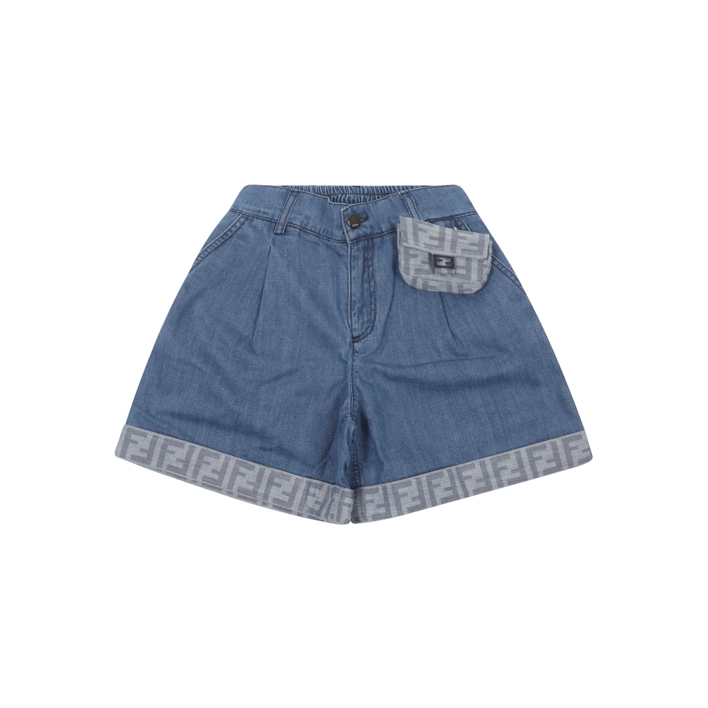 Fendi Girls Blue Denim Shorts - Shorts - 10 Y - Kids