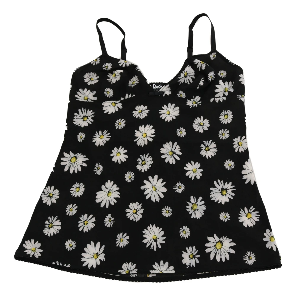 Dolce & Gabbana Svart Daisy Floral Spets Chemise Klänning Black, Dam