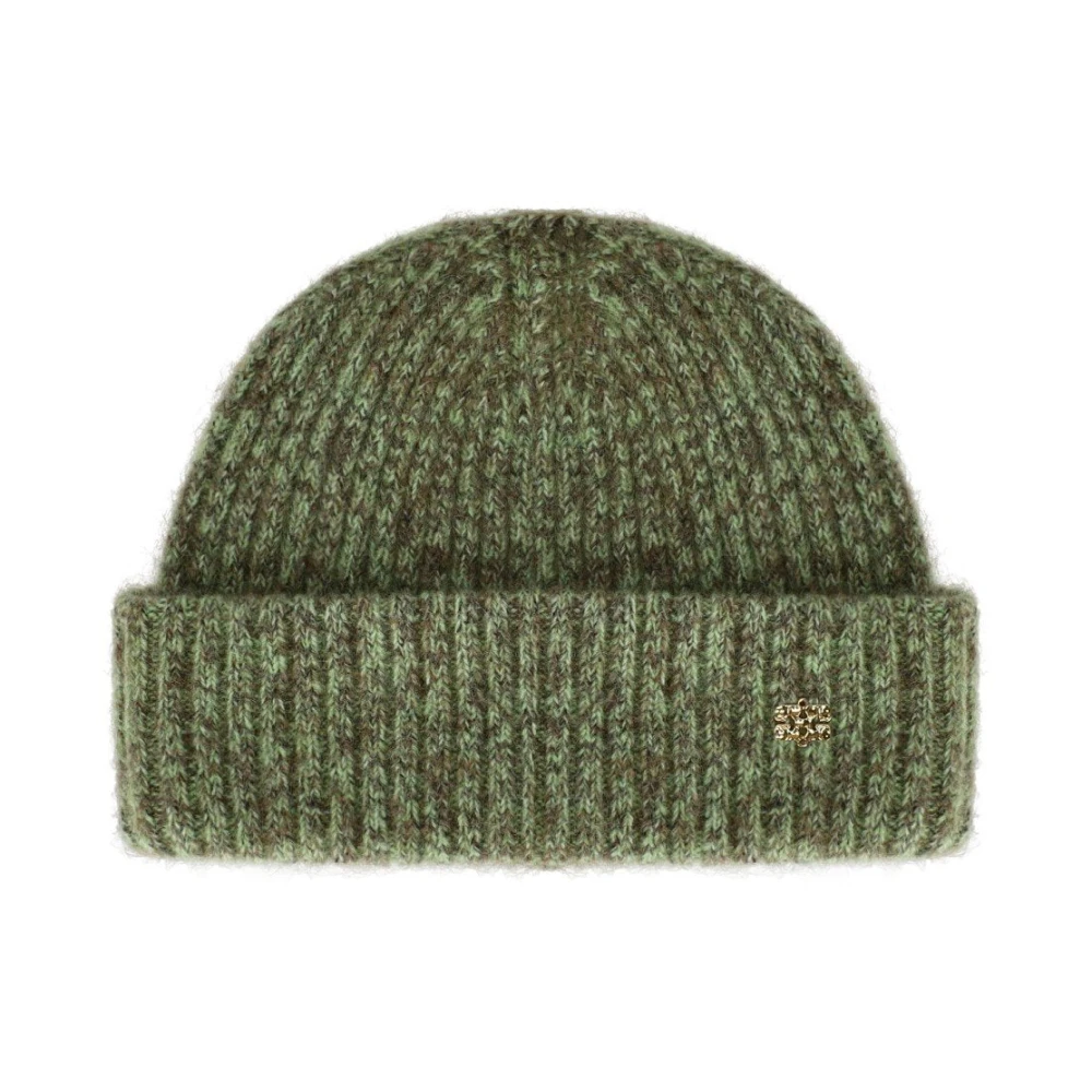 Ganni Women's Green Melange Brushed Mohair Beanie - Accessories - One Size - Accessories
