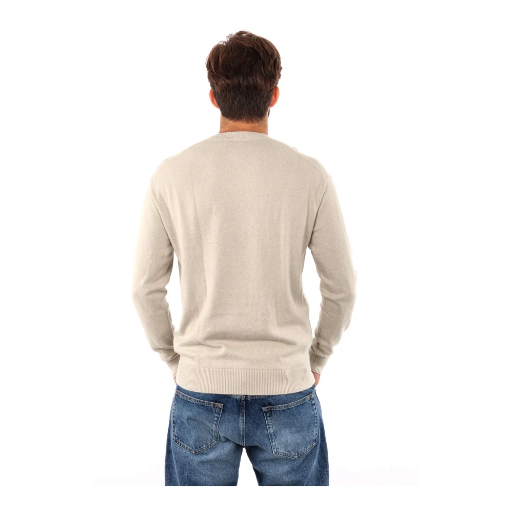 Calvin Klein Jeans Intarsia Logo Crewneck Sweater Heren Beige Heren