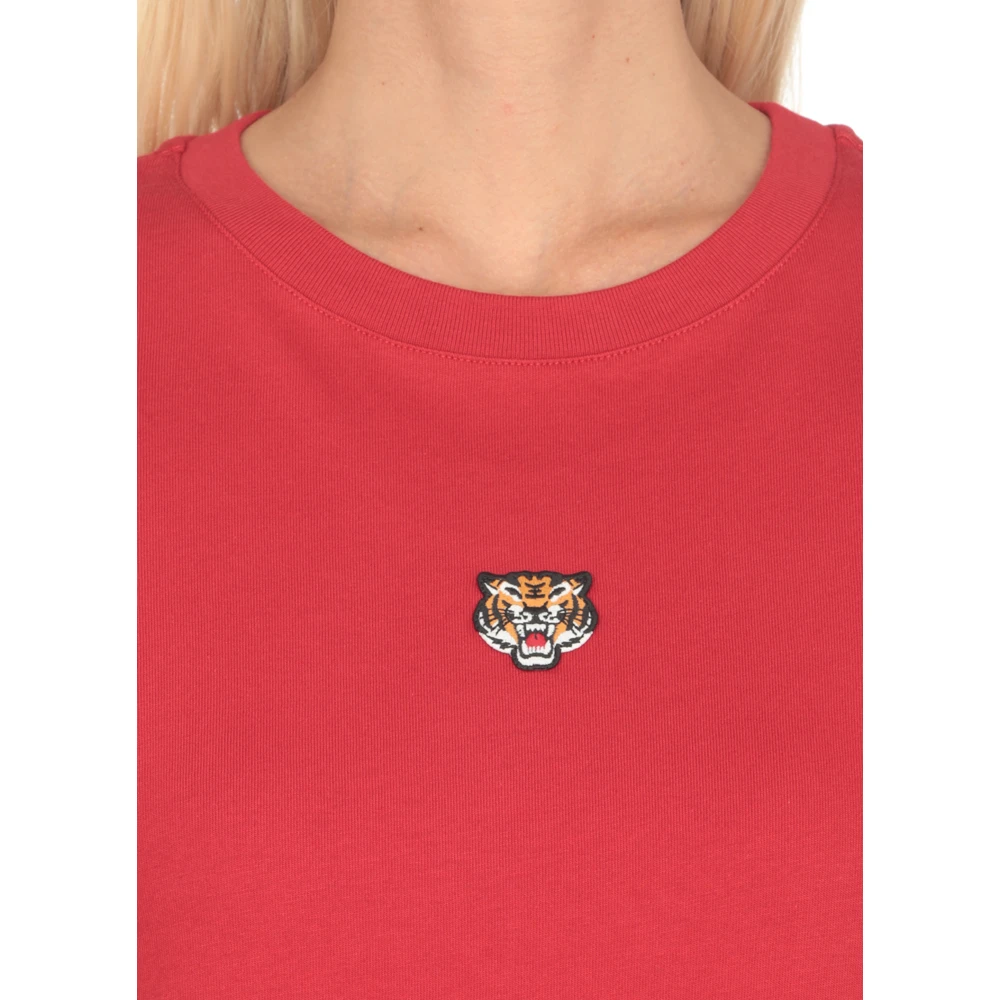 Kenzo Lucky Tiger Geborduurd T-shirt Red Dames