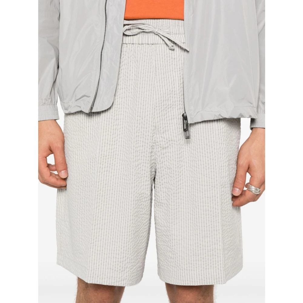 Emporio Armani Beige Shorts met Streep Patroon Beige Heren