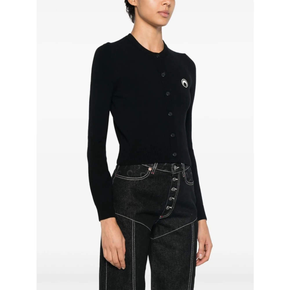 Marine Serre Zwarte Halve Maan Sweater Black Dames