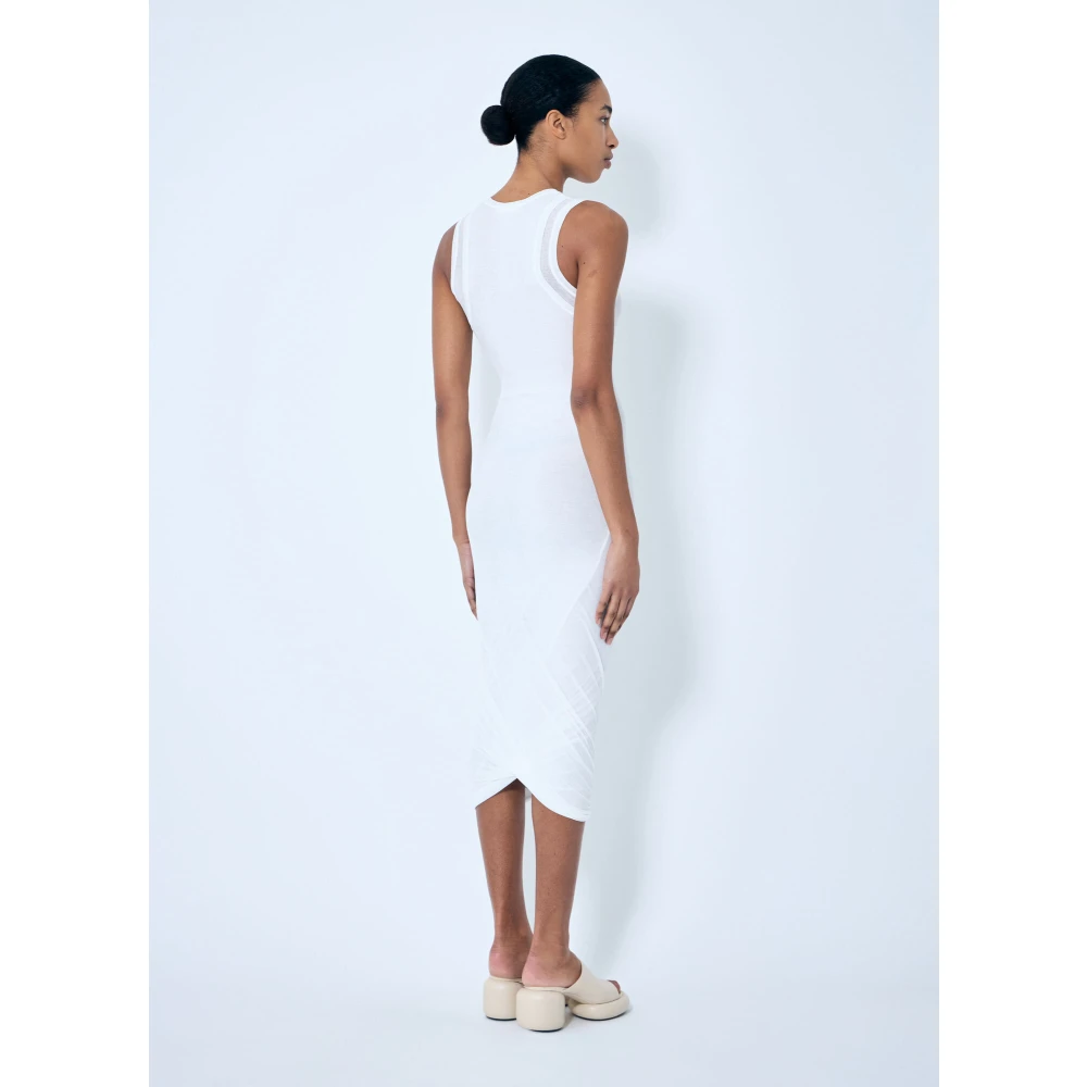 Jil Sander Gelaagde Midi Jurk Scoop Neck Italië White Dames