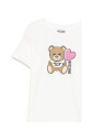 white-crew-neck-logo-print-dress