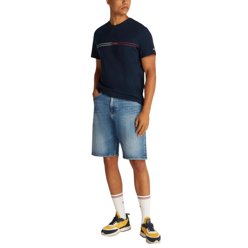 Tommy Jeans Blauw Katoenen T-shirt Korte Mouwen Blue Heren