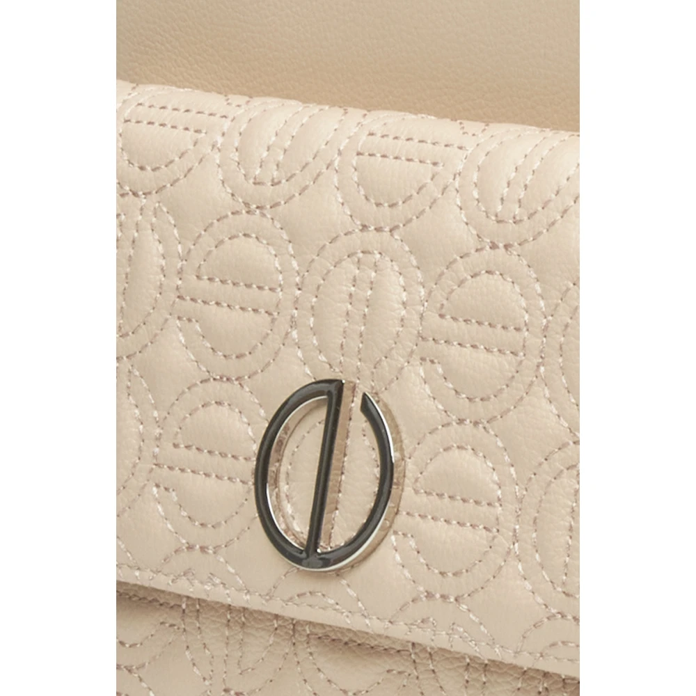 Estro Dames Licht Beige Leren Rugzak met Zilveren Details Er00115048 Beige Dames
