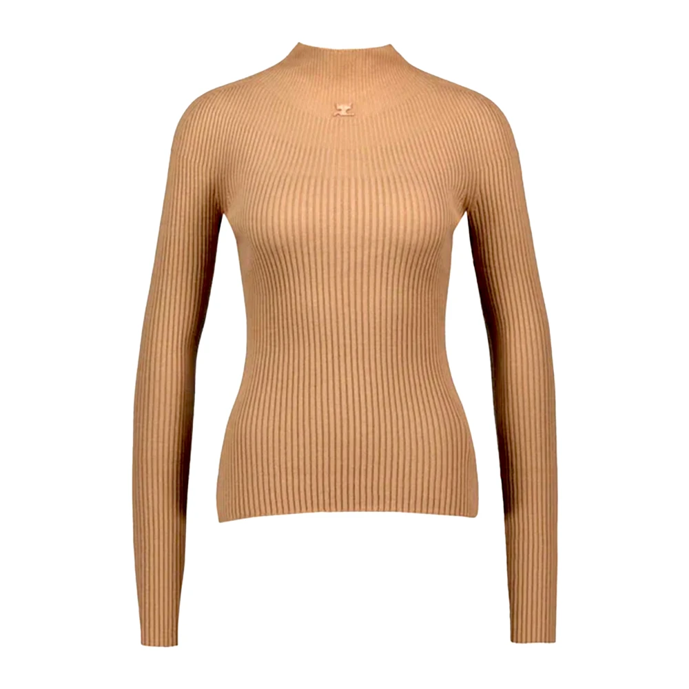 Courrèges Lichte Ribtrui met Mockneck Brown Dames