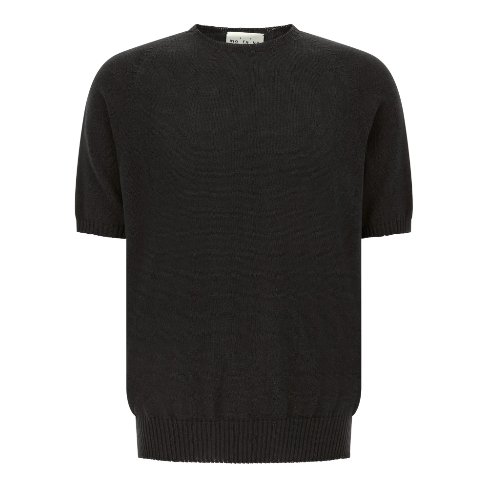Ma'ry'ya Men's Black Round-Neck Knitwear, 2XL, Crew Neck Jumper