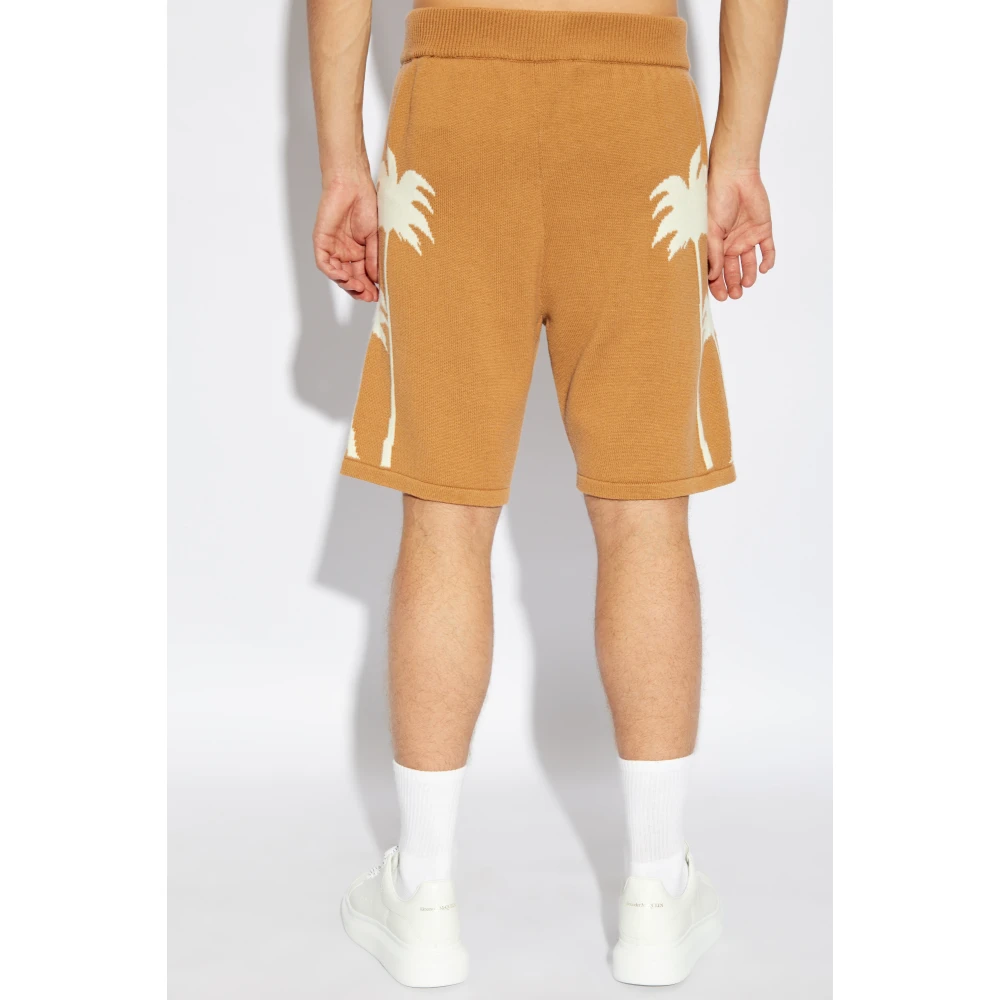 Palm Angels Shorts met palm patroon Brown Heren