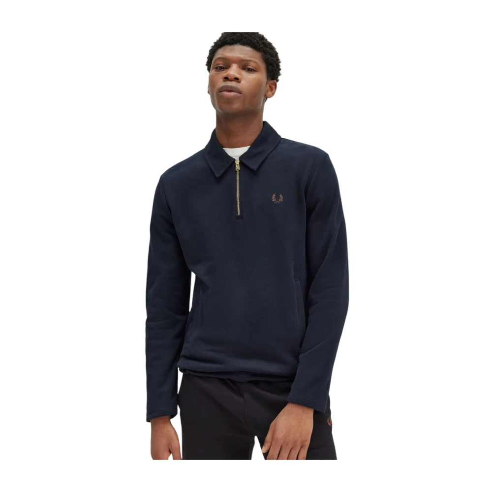 Fred Perry Casual Hoodie Sweatshirt Blue Heren