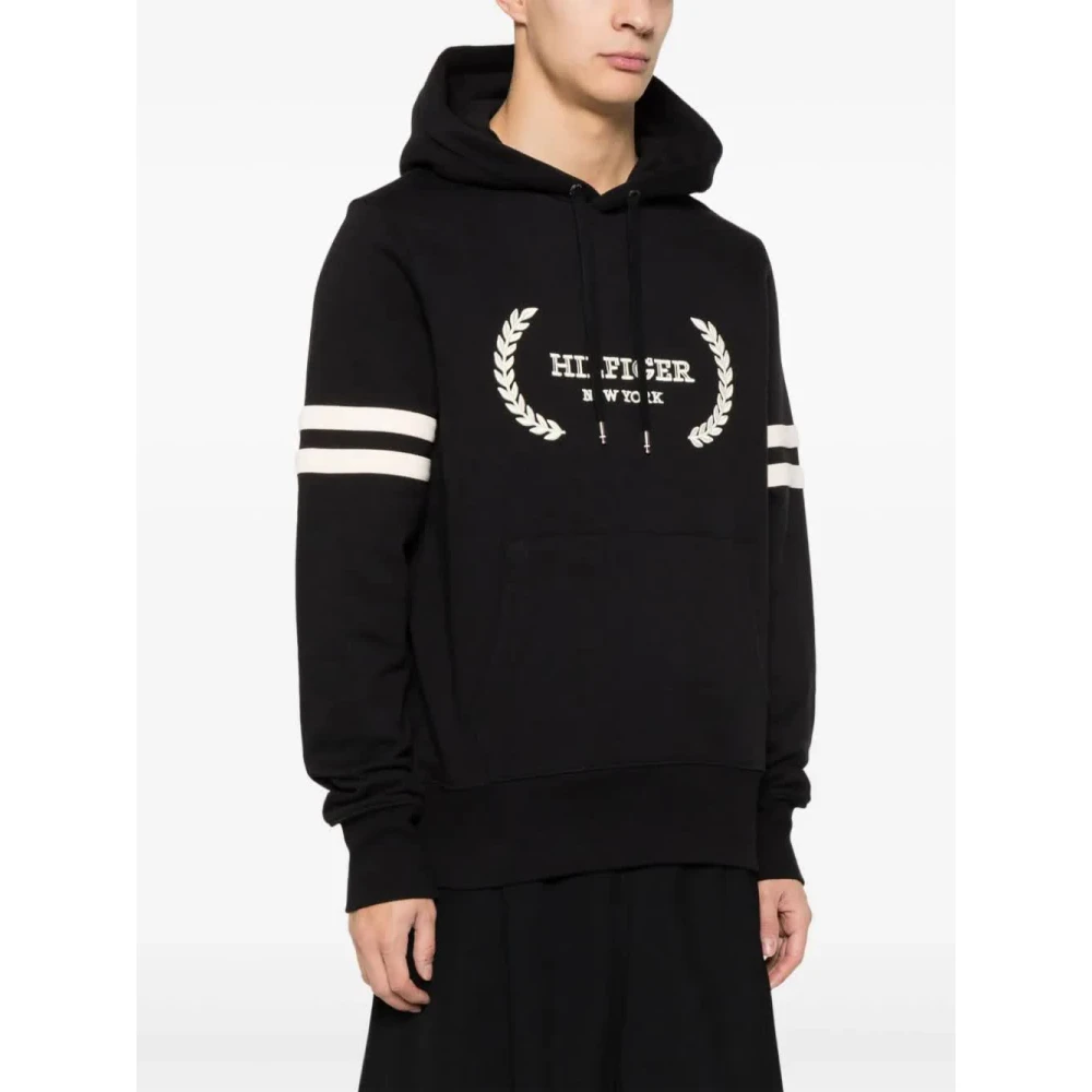 Tommy Hilfiger Zwarte Laurel Monotype Hoodie Black Heren