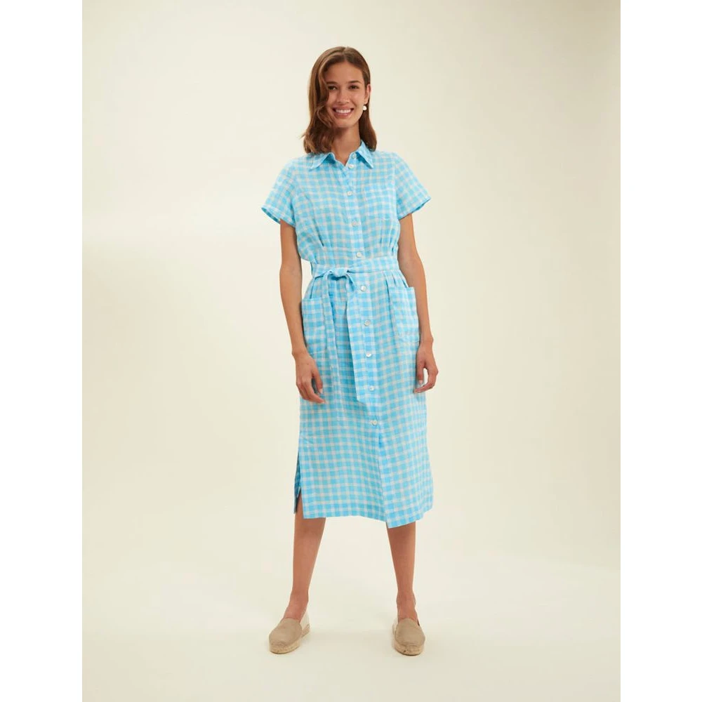 Ines De La Fressange Paris Ethel Turquoise Vichy overhemdjurk Blue Dames