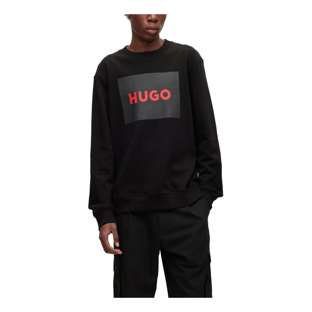 Hugo Boss Zwart Logo Sweatshirt Stijlvol Ontwerp Black Heren