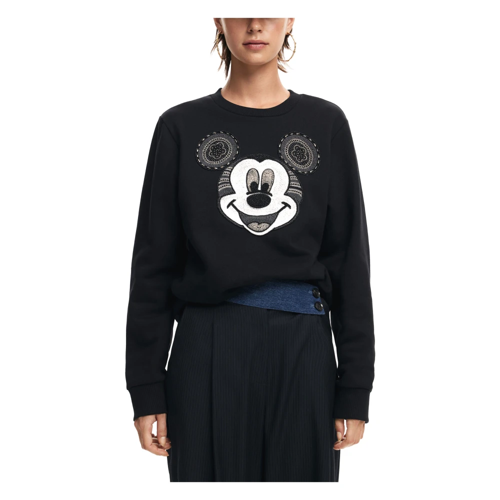 Desigual Zwart Print Langemouwensweatshirt Black Dames