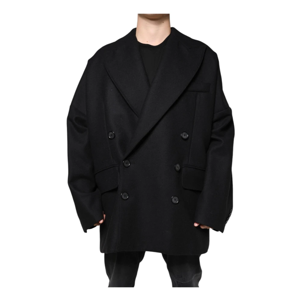 Dolce & Gabbana Men's Black Blazers, L, Wool Coat Jacket With Button Closure