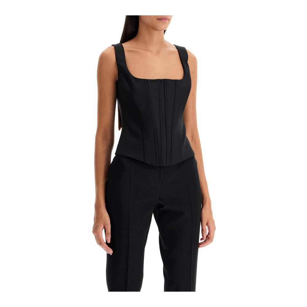 Giuseppe Di Morabito Stretch Wol Korset Top met Baleinen Black Dames