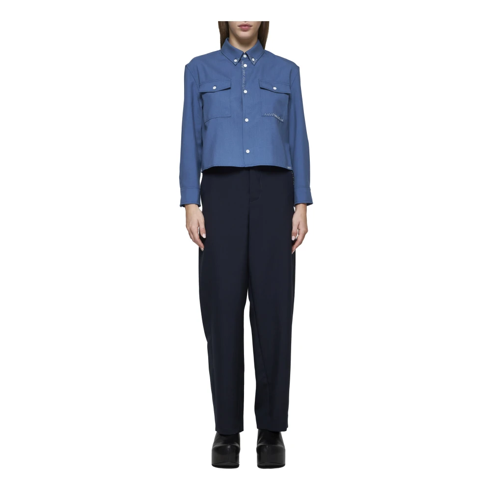 Marni Blauwe Wol Korte Overhemd Blue Dames