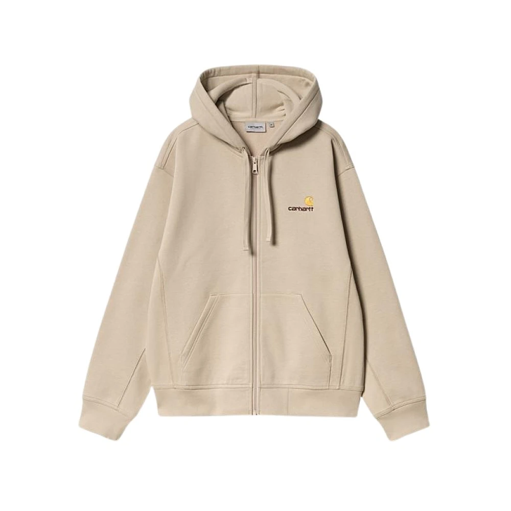 Carhartt WIP Amerikaans Script Hooded Zip Sweater Beige Heren