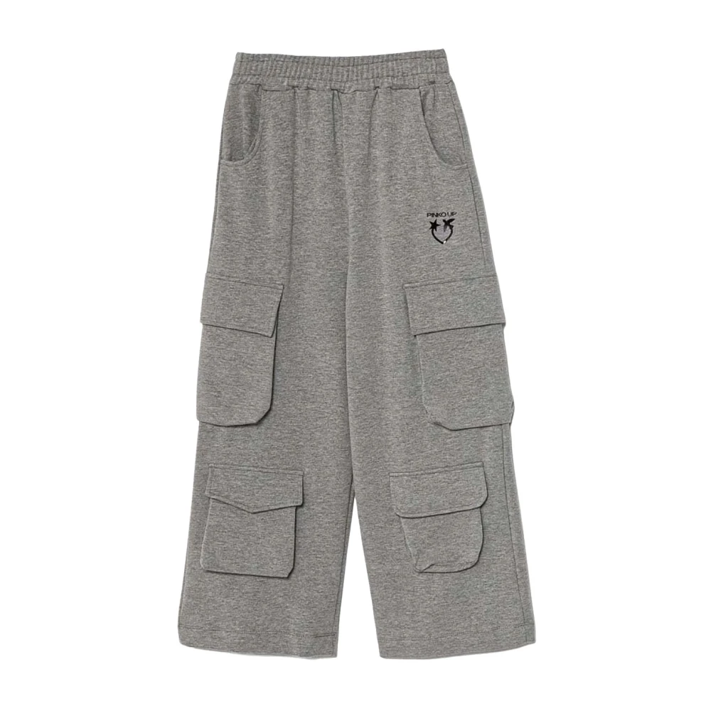 Pinko Girls Gray Sweatpants, 13 Y, Fleece Cargo Trousers
