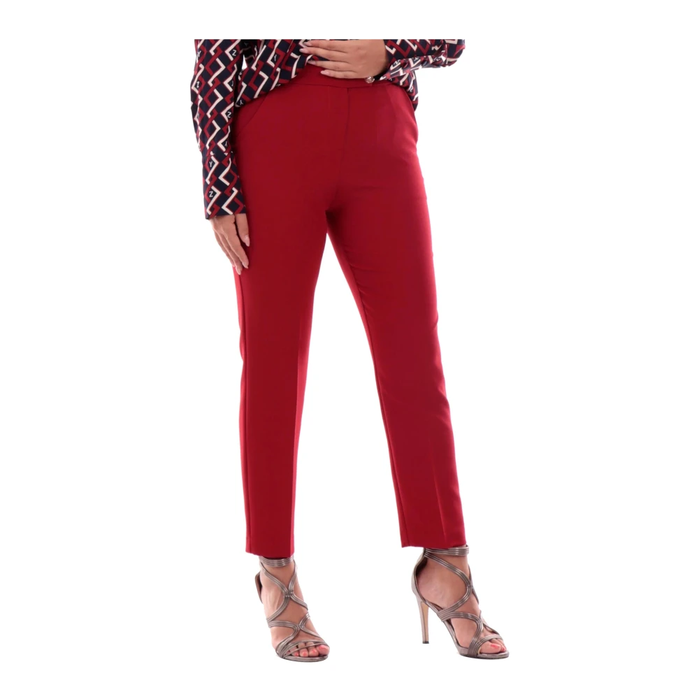 YES ZEE Broek met juweelknoop voor dames Red Dames