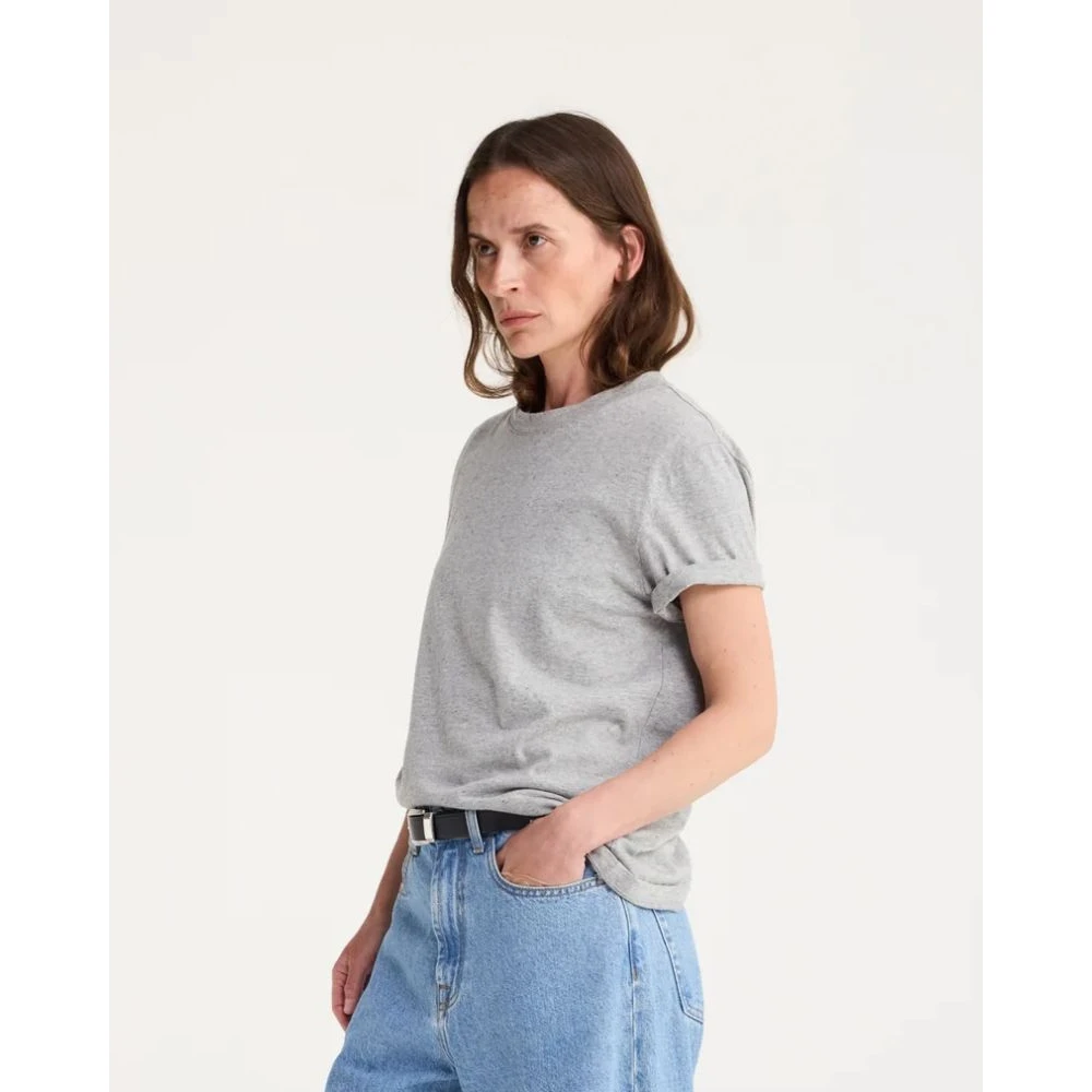 Róhe Melange Classic T-Shirt Licht Grijs Gray Dames