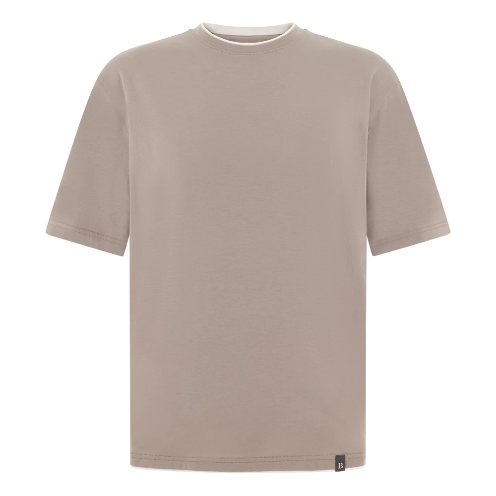 Boggi Milano Mannelijk Grijs Tops Heren, L, Katoen, Pima Katoenen T-Shirt