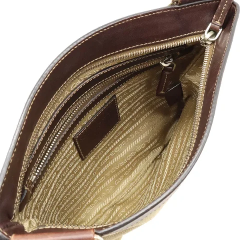 Prada Vintage Pre-owned Canvas crossbody-bags Beige Dames